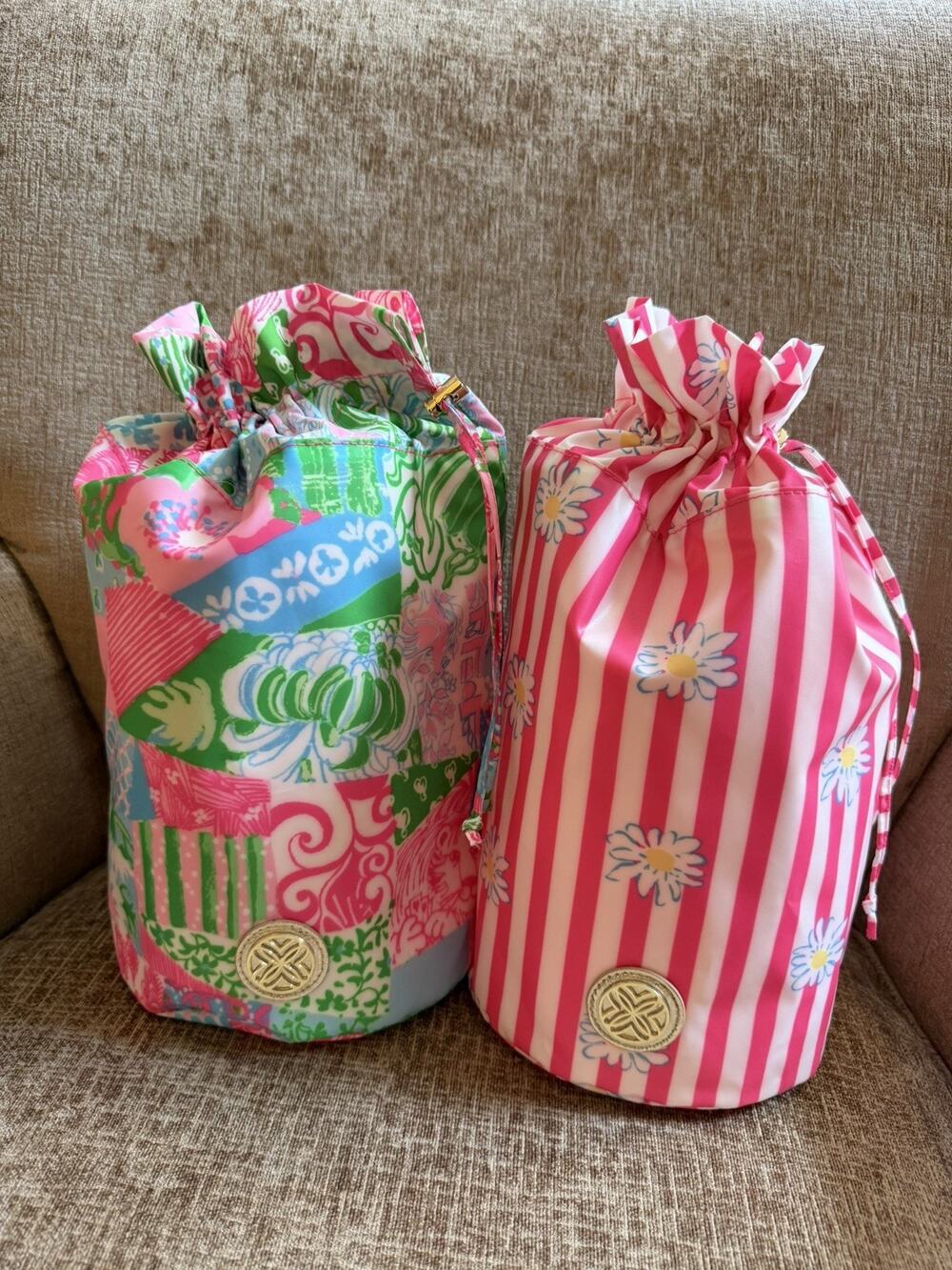 2 Lilly Pulitzer Pool Pouches NWOT GWP Crazy Quilt and Daisy Print